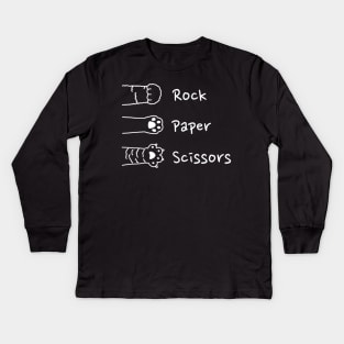 Rock Paper Scissors Cat Paw Kids Long Sleeve T-Shirt